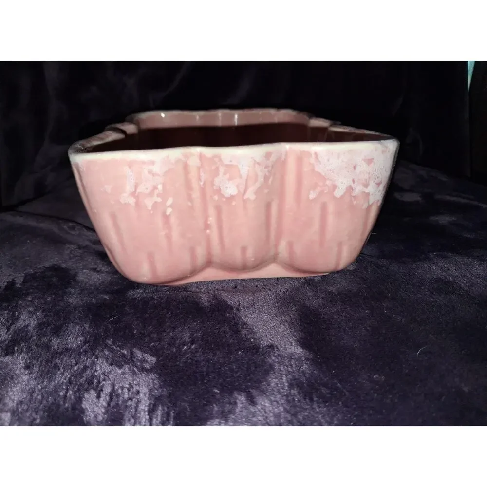 UPCO 104 Vintage Ungemach Pottery Planter Pink Drip Glaze Retro Succulents MCM